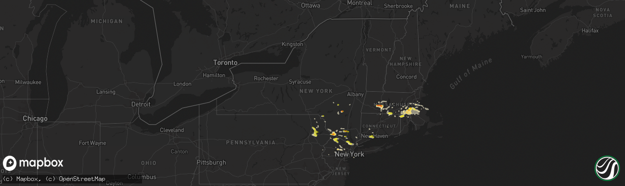 Hail map in New York on June 28, 2020