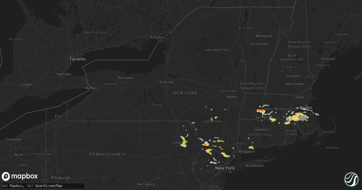 Hail map in New York on June 28, 2020