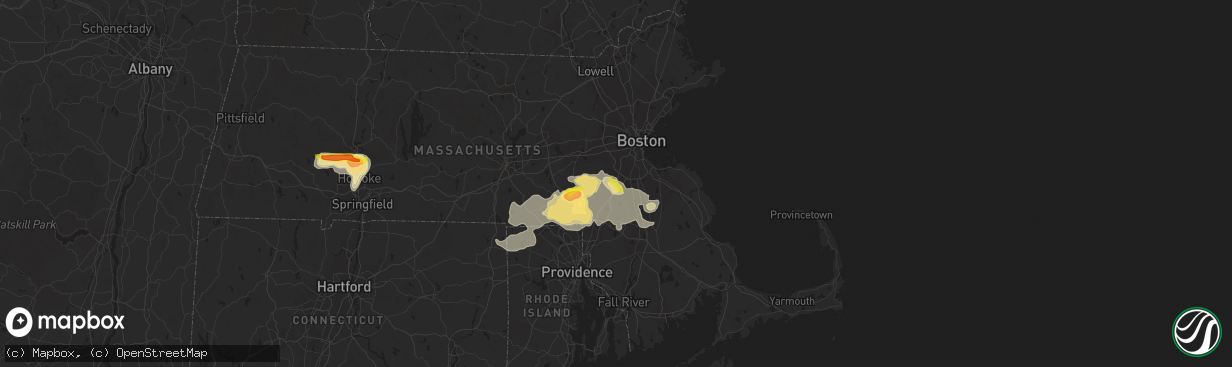 Hail map in Norwood, MA on June 28, 2020