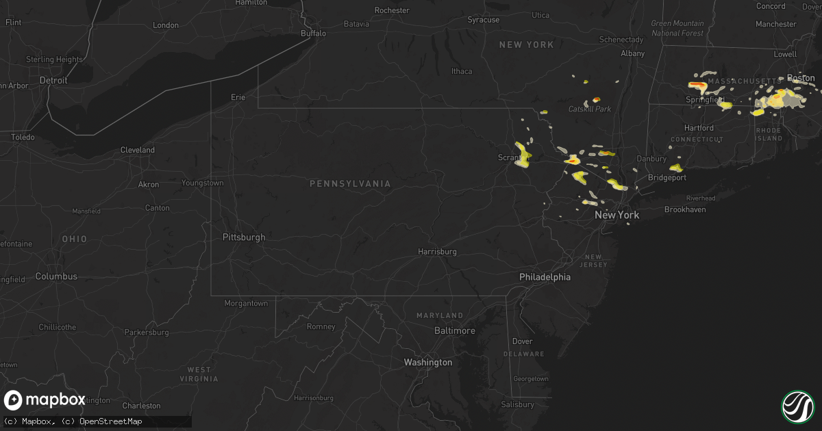 Hail map in Pennsylvania on June 28, 2020
