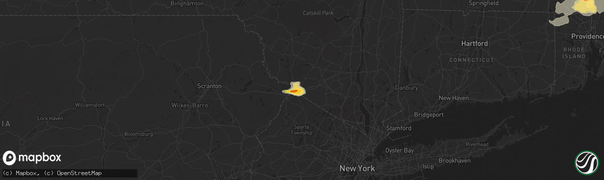 Hail map in Port Jervis, NY on June 28, 2020