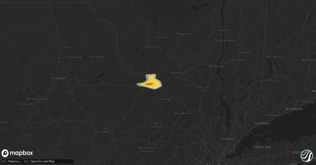 Hail map in Port Jervis, NY on June 28, 2020