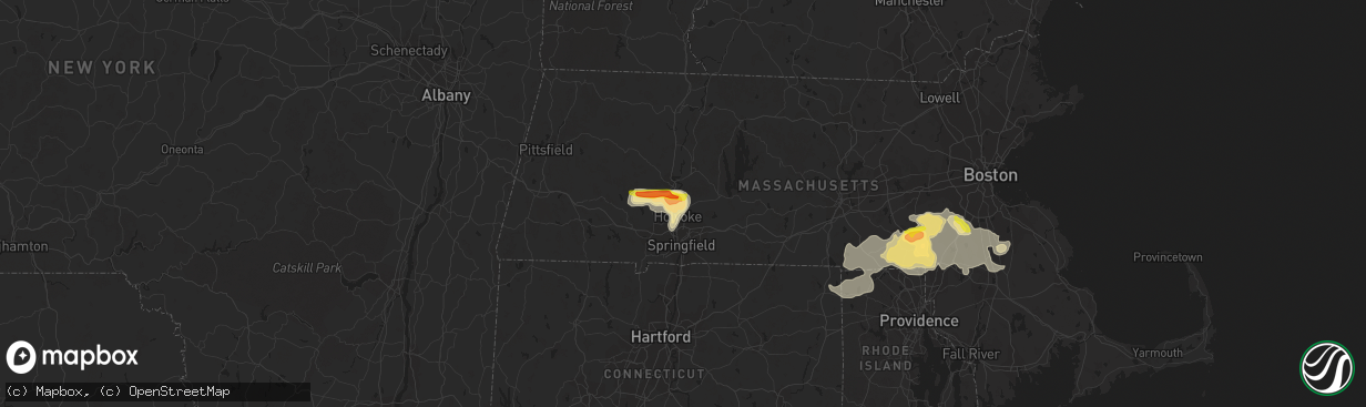 Hail map in South Hadley, MA on June 28, 2020