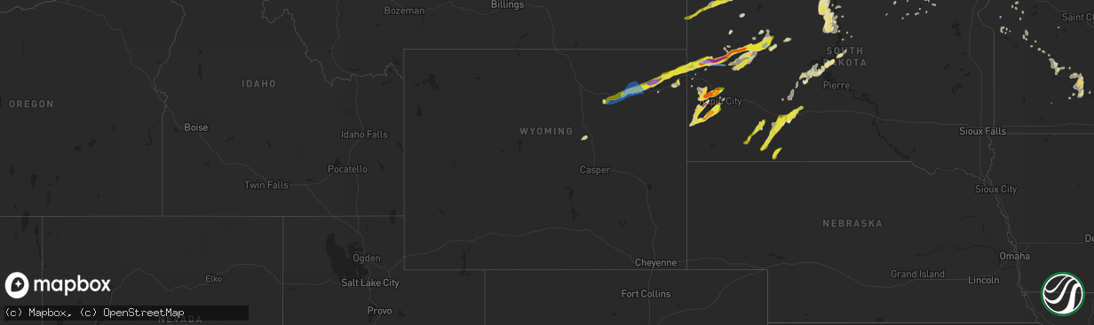 Hail map in Wyoming on June 28, 2020