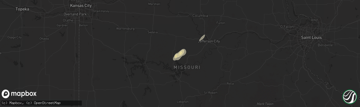 Hail map in Barnett, MO on June 28, 2021