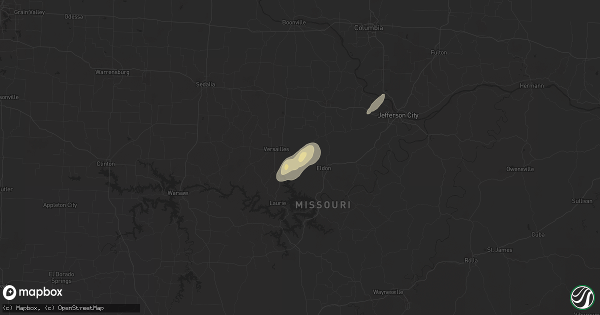 Hail map in Barnett, MO on June 28, 2021