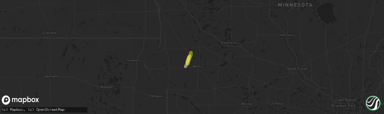 Hail map in Donnelly, MN on June 28, 2021