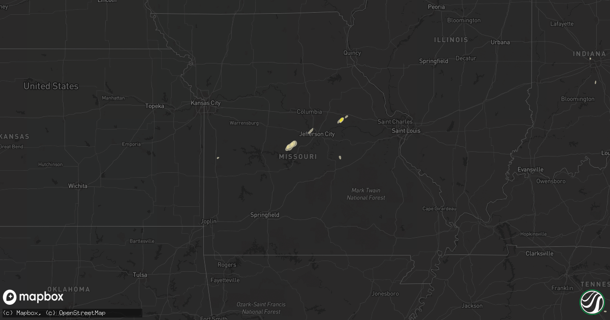Hail map in Missouri on June 28, 2021