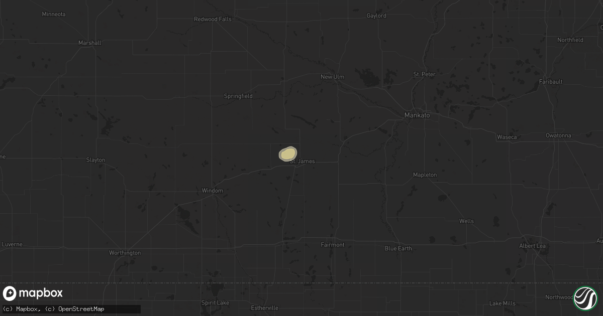 Hail map in Saint James, MN on June 28, 2021