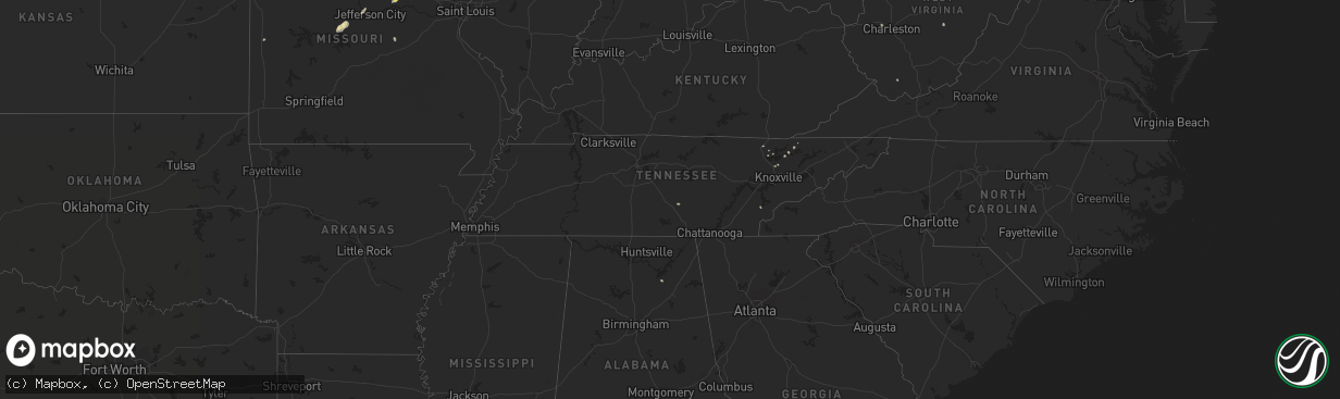 Hail map in Tennessee on June 28, 2021