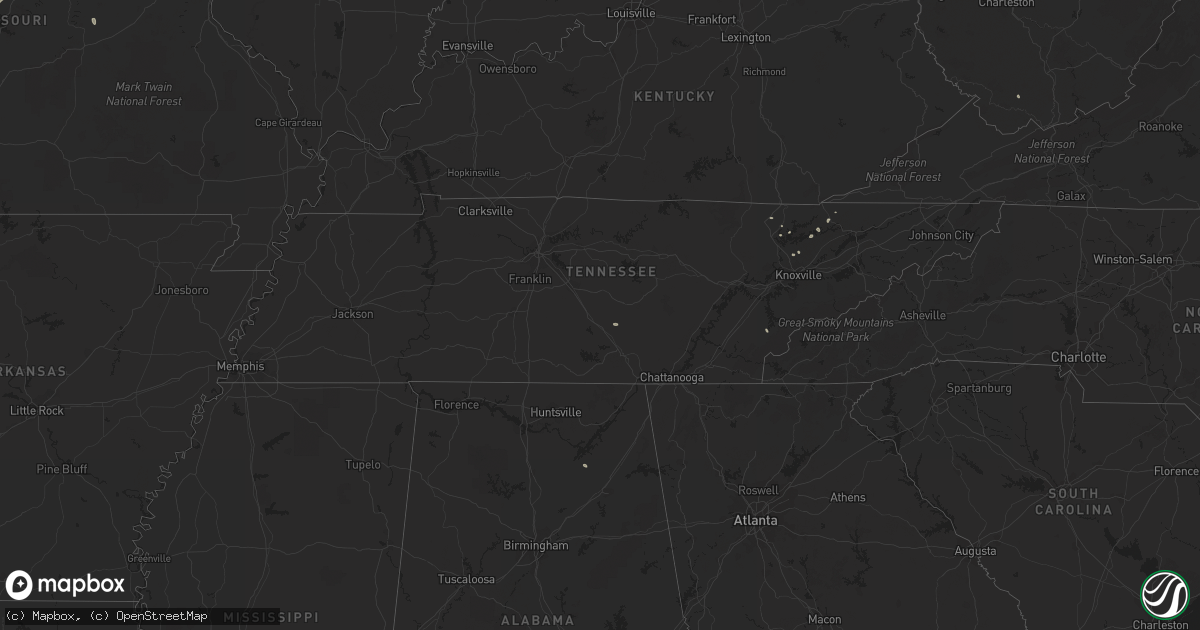 Hail map in Tennessee on June 28, 2021