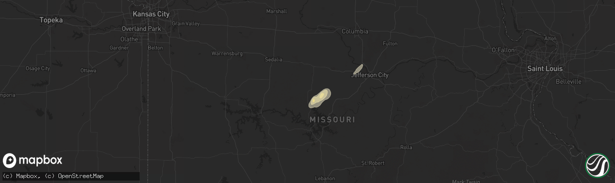 Hail map in Versailles, MO on June 28, 2021