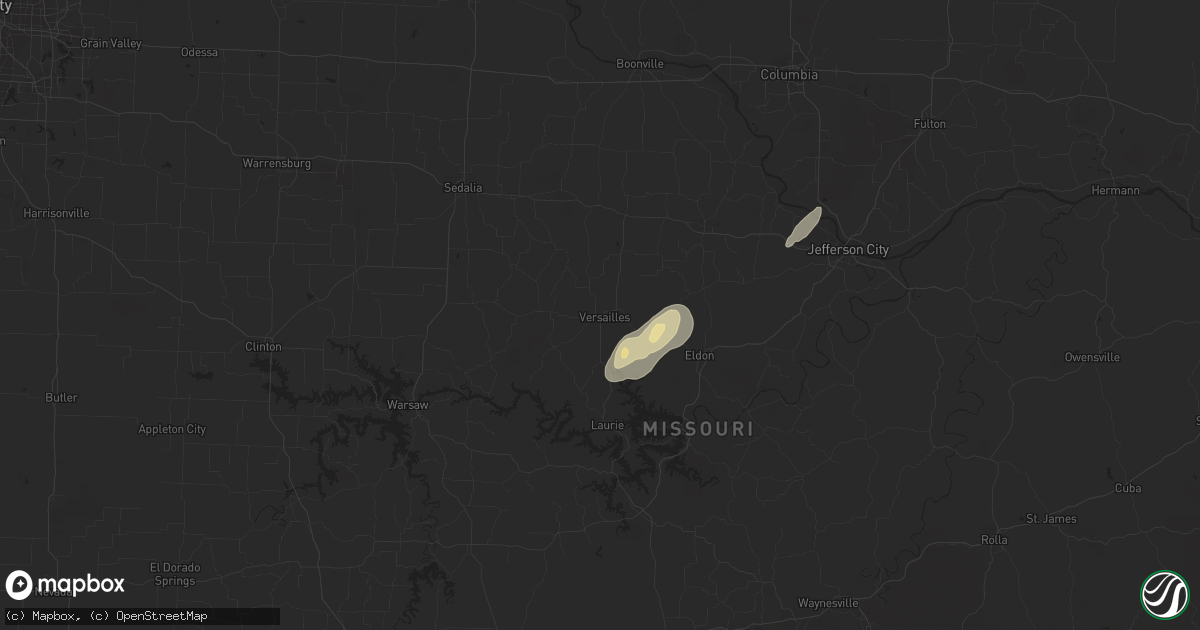 Hail map in Versailles, MO on June 28, 2021