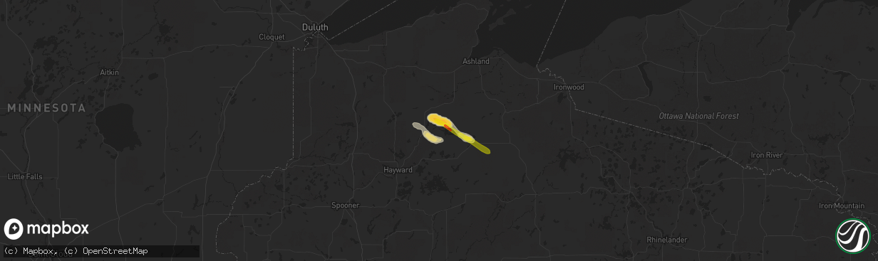 Hail map in Cable, WI on June 28, 2022