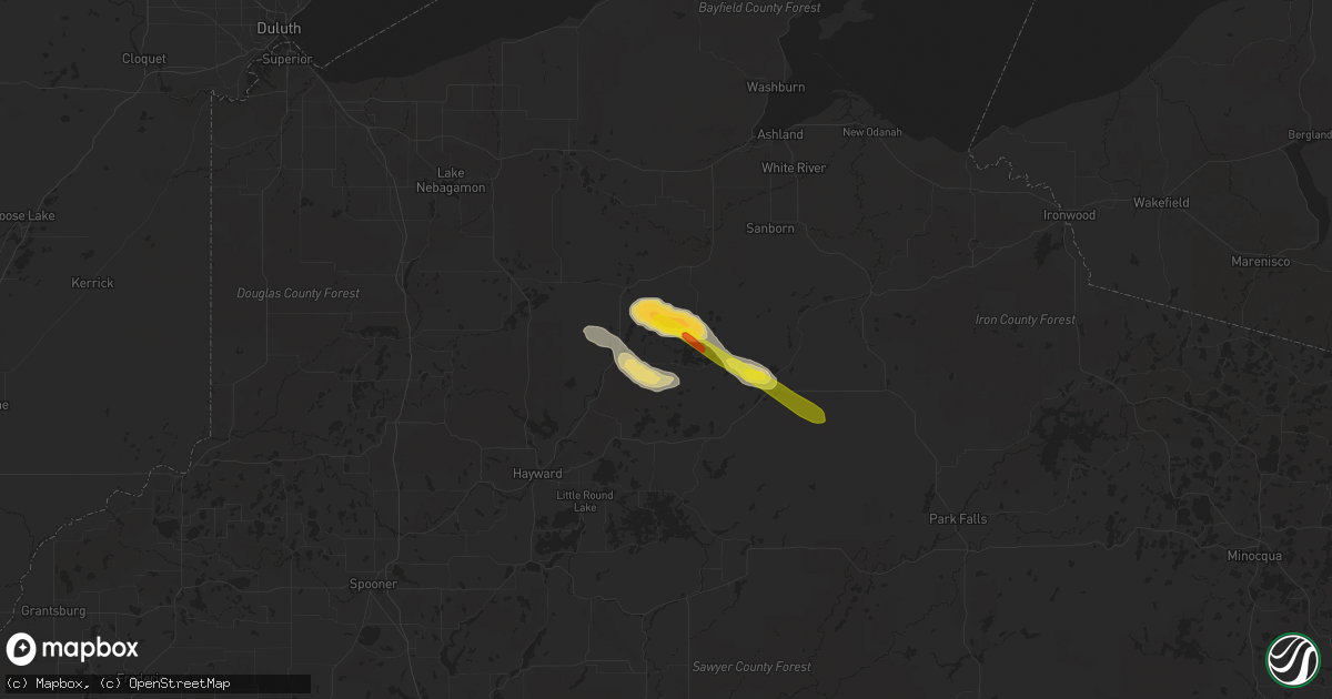 Hail map in Cable, WI on June 28, 2022