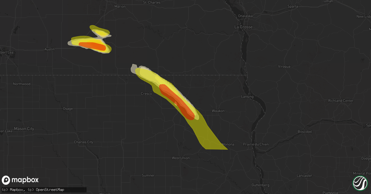 Hail map in Decorah, IA on June 28, 2022