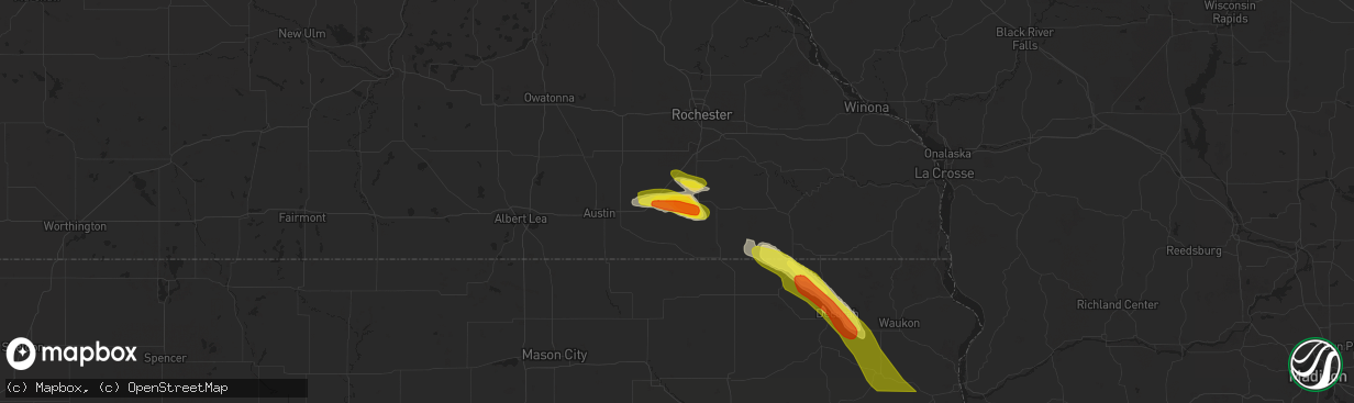 Hail map in Grand Meadow, MN on June 28, 2022