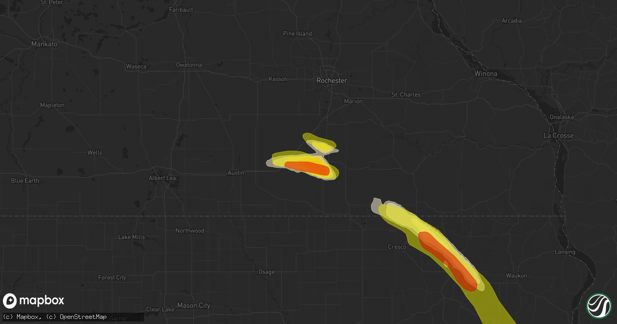 Hail map in Grand Meadow, MN on June 28, 2022