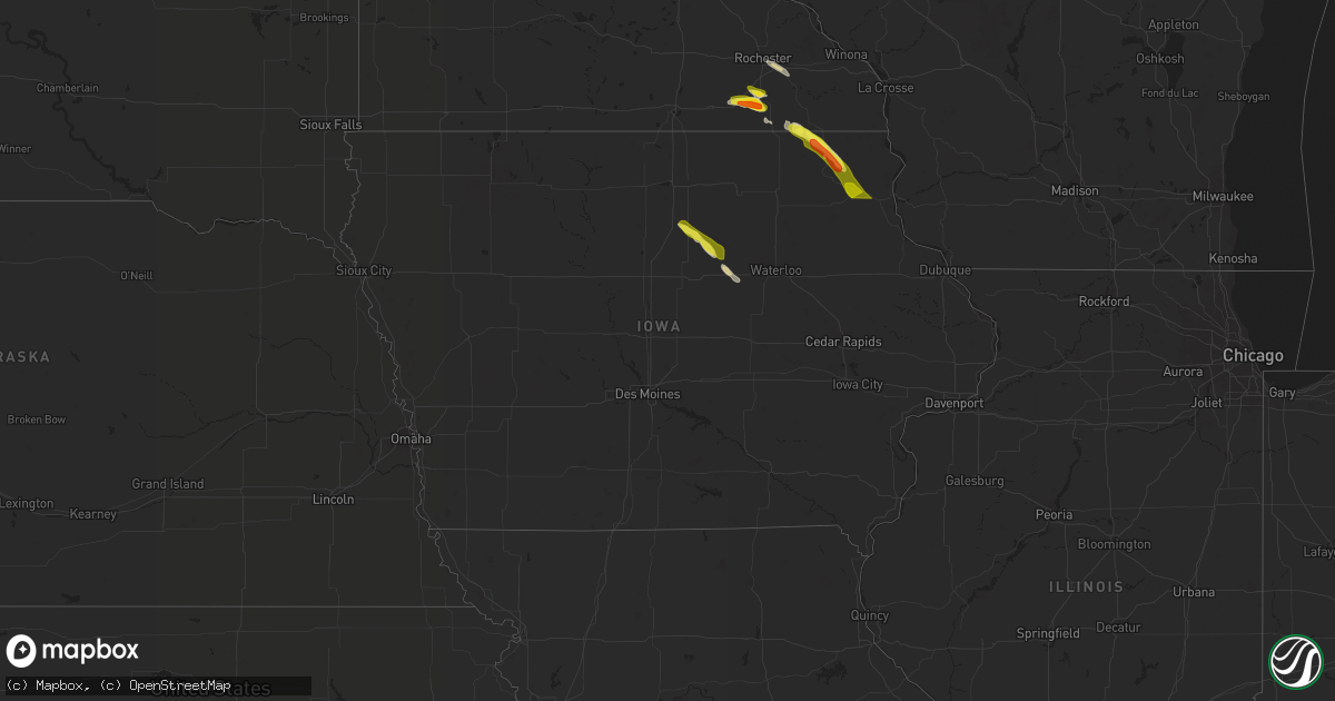 Hail map in Iowa on June 28, 2022
