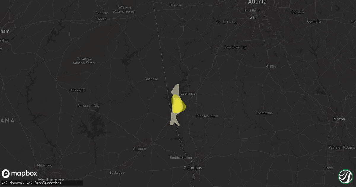 Hail map in Lagrange, GA on June 28, 2022