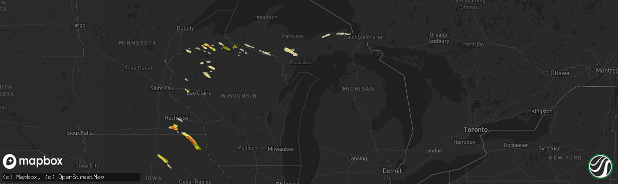 Hail map in Michigan on June 28, 2022