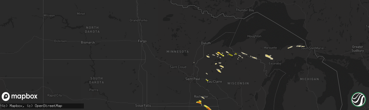 Hail map in Minnesota on June 28, 2022