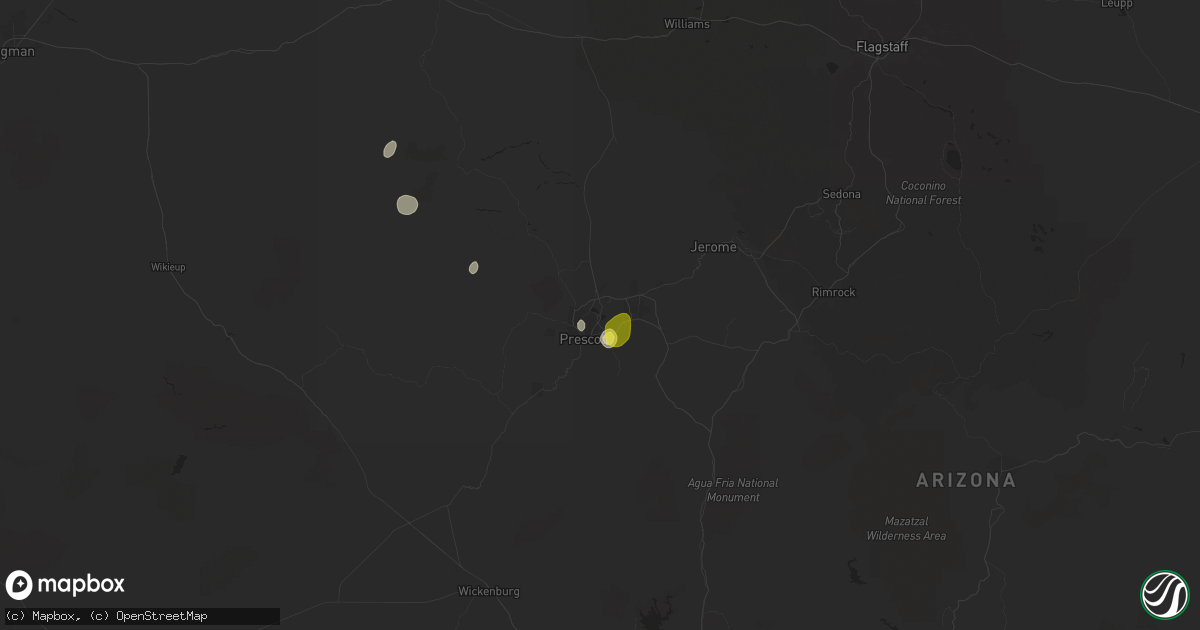 Hail map in Prescott, AZ on June 28, 2022