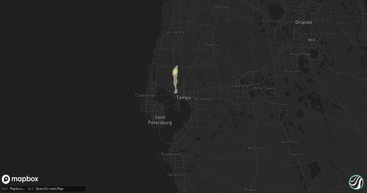 Hail map in Tampa, FL on June 28, 2022