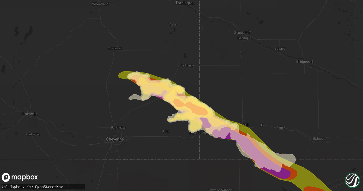 Hail map in Albin, WY on June 28, 2023