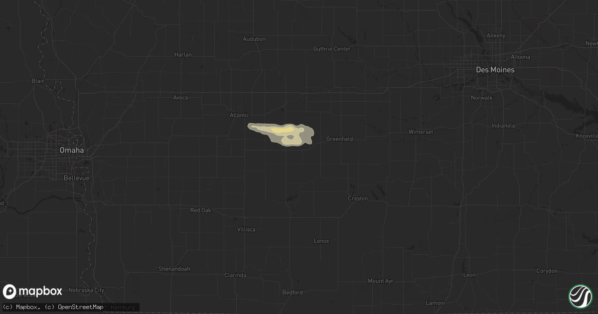 Hail map in Bridgewater, IA on June 28, 2023