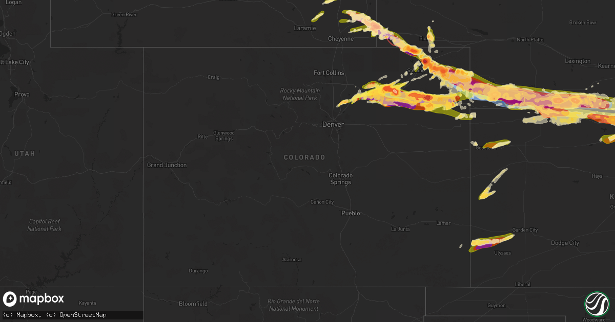 Hail map in Colorado on June 28, 2023