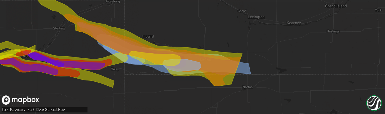 Hail map in Culbertson, NE on June 28, 2023