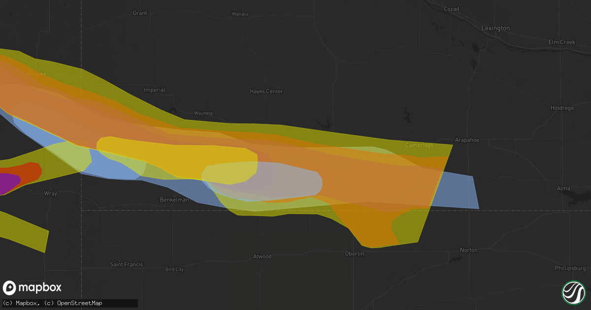 Hail map in Culbertson, NE on June 28, 2023