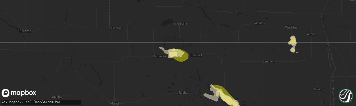Hail map in Dunseith, ND on June 28, 2023