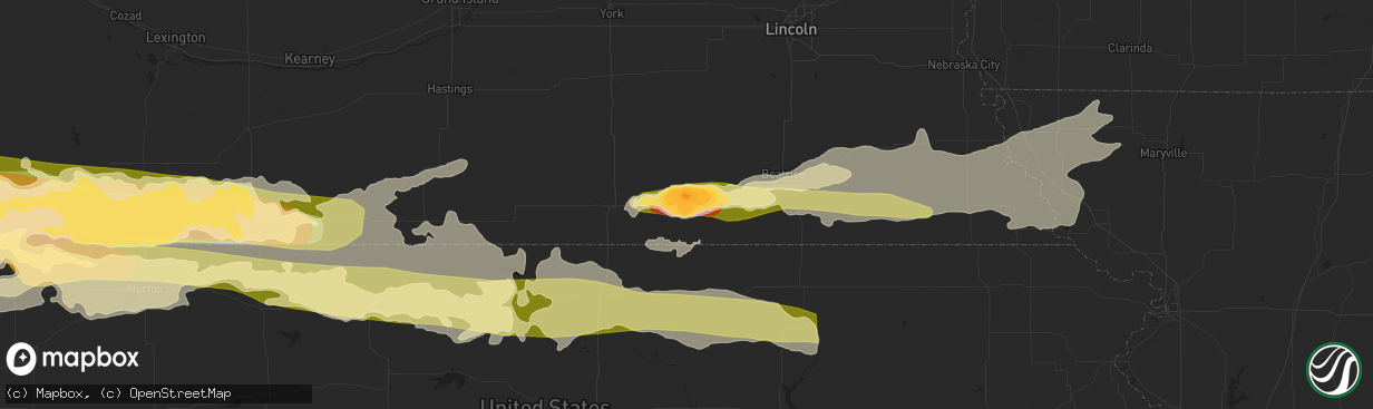 Hail map in Fairbury, NE on June 28, 2023