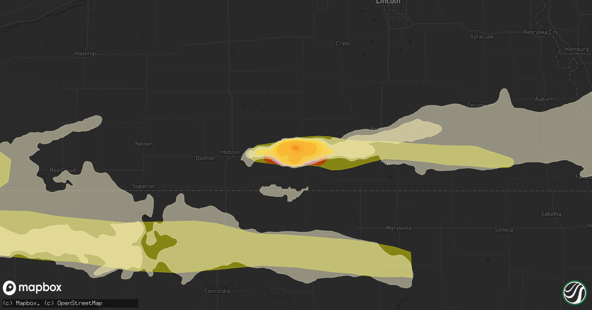 Hail map in Fairbury, NE on June 28, 2023