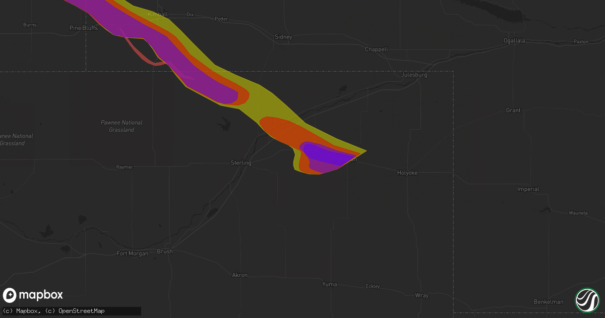 Hail map in Fleming, CO on June 28, 2023