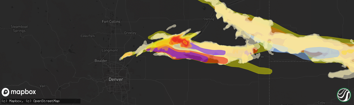 Hail map in Fort Morgan, CO on June 28, 2023