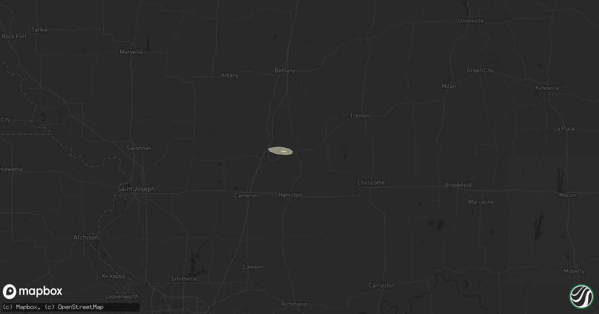 Hail map in Gallatin, MO on June 28, 2023