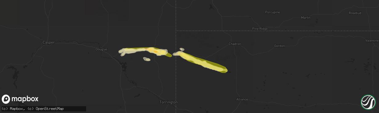 Hail map in Harrison, NE on June 28, 2023