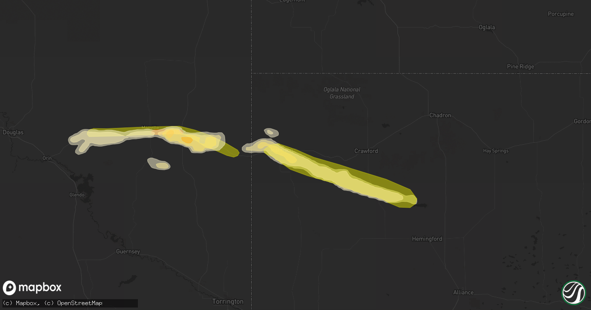 Hail map in Harrison, NE on June 28, 2023