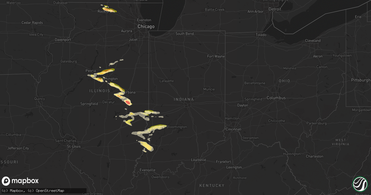 Hail map in Indiana on June 28, 2023