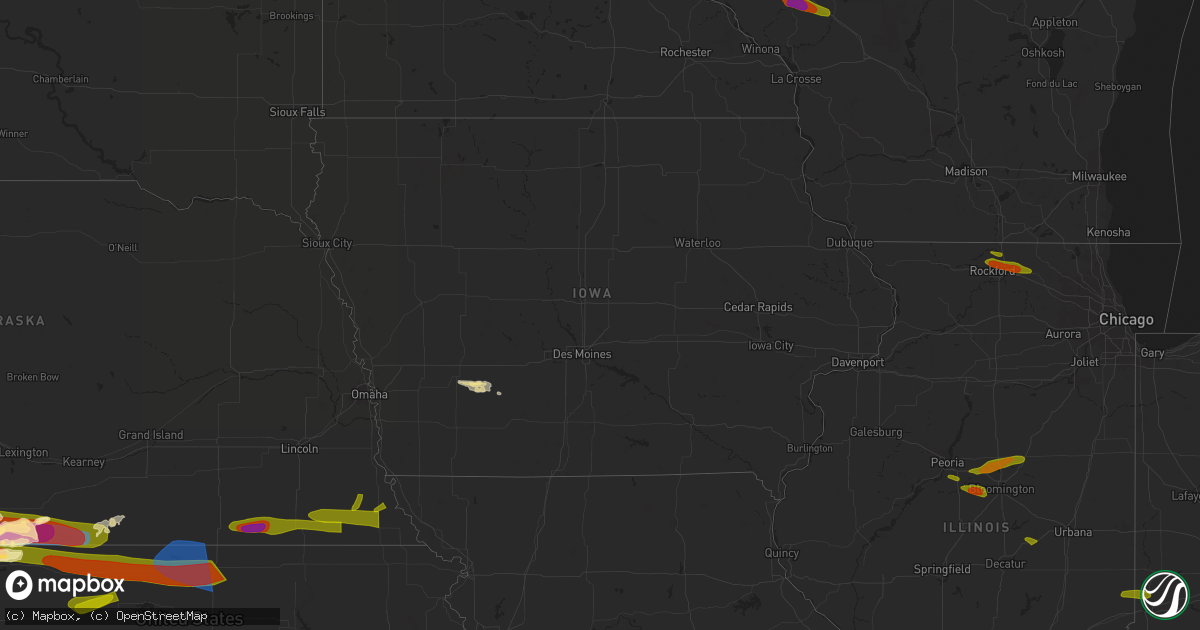 Hail map in Iowa on June 28, 2023