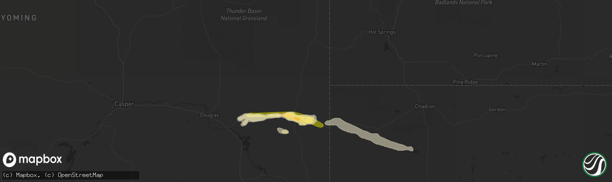 Hail map in Lusk, WY on June 28, 2023