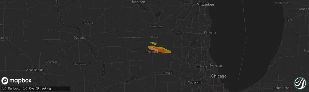 Hail map in Machesney Park, IL on June 28, 2023