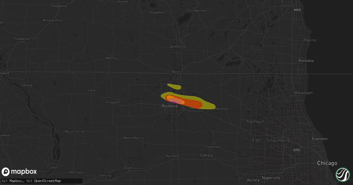 Hail map in Machesney Park, IL on June 28, 2023