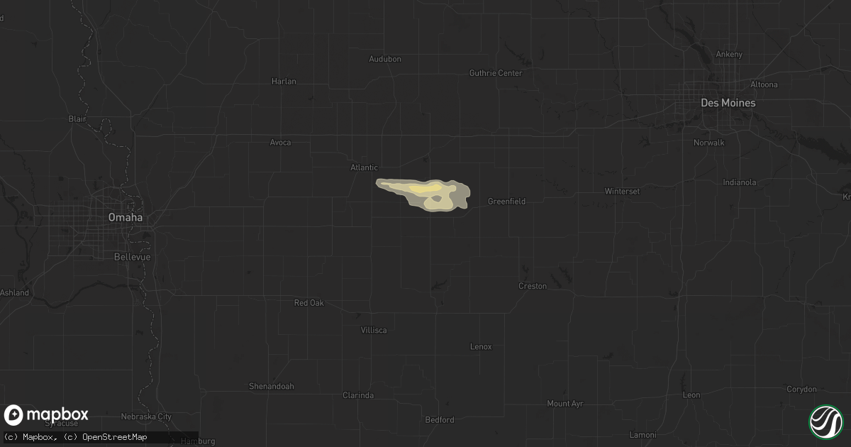 Hail map in Massena, IA on June 28, 2023