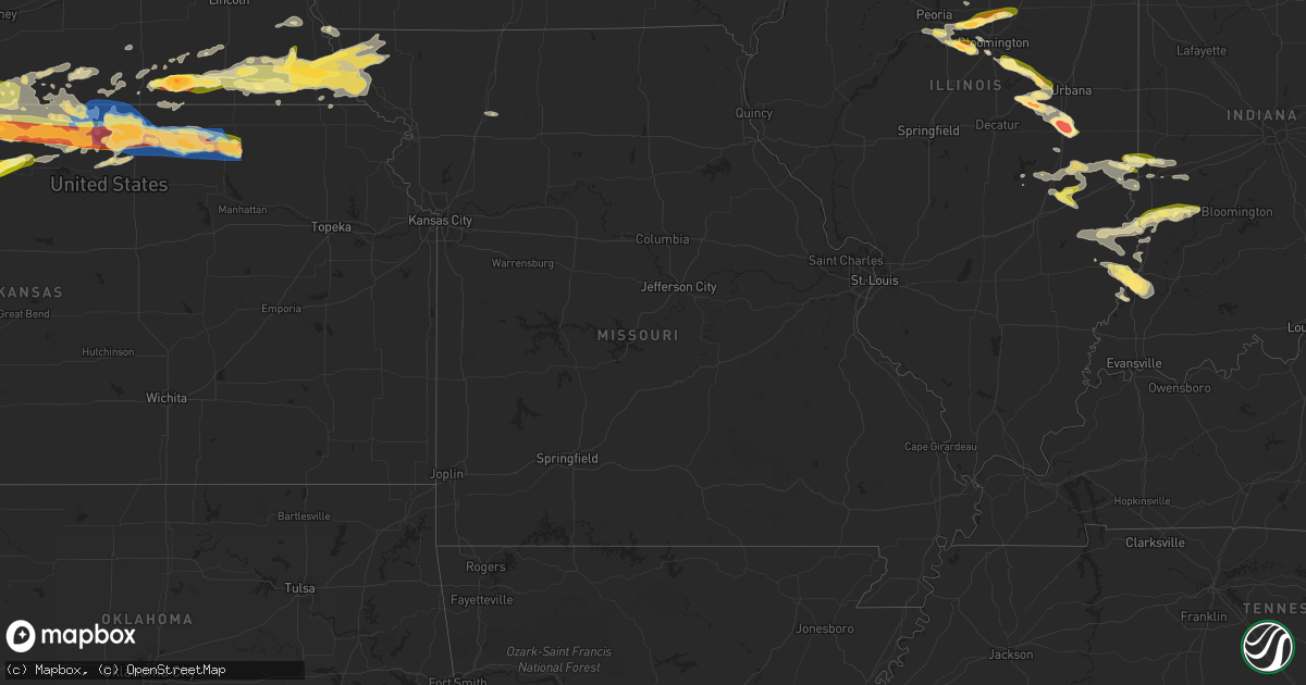 Hail map in Missouri on June 28, 2023