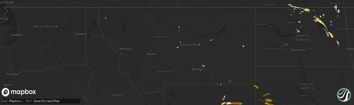 Hail map in Montana on June 28, 2023