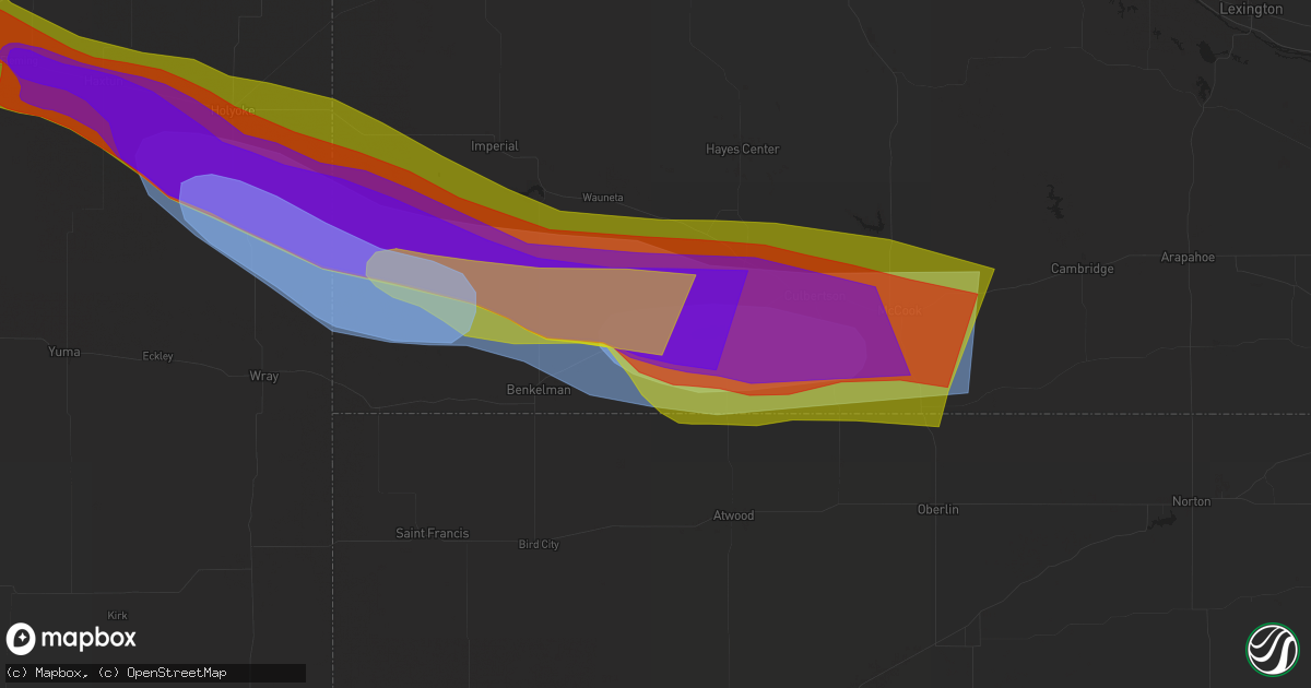 Hail map in Stratton, NE on June 28, 2023